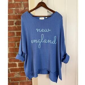The Paper Store‎ New England Sweater XL Blue Knit Oversized Lightweight Coastal